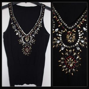 Black tank top with floral design